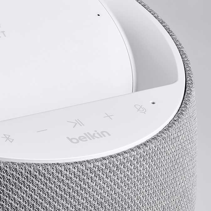 Belkin G1S0001 Soundform Elite Smart Speaker image, white, close-up view showing controls